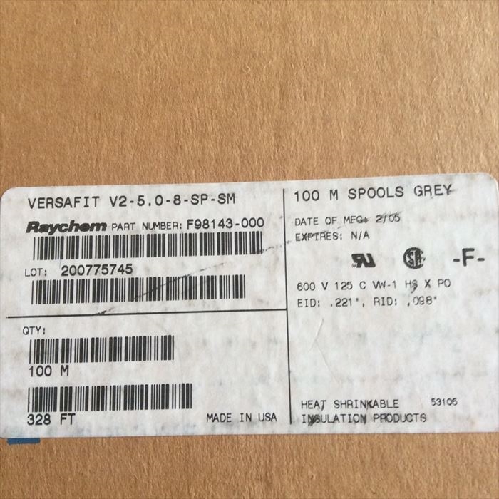 V2-5.0-8-SP-SM,熱収縮チューブ,灰,タイコエレクトロニクス(AMP)100m - 2